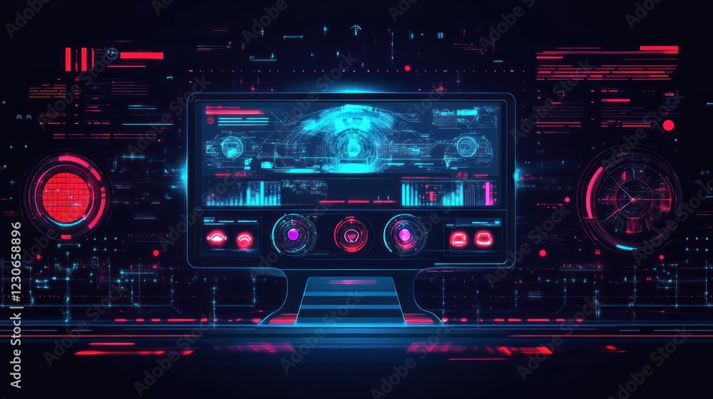 Aufkleber Futuristic Computer Display Shows Advanced Technology Interface