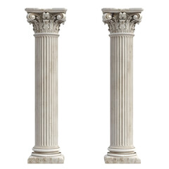 Obraz premium Pair of Classical Corinthian Columns Ancient Greek Architecture Marble Pillars Stone Co