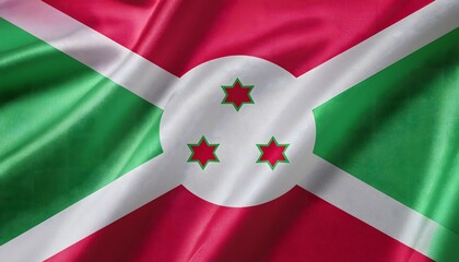 Vibrant Burundi flag waving with luxurious satin texture - Patriotic and cultural symbol