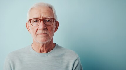 Obraz premium an older man with glasses on a blue background