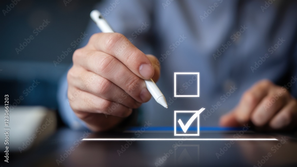 Aufkleber digital checklist: completing tasks with a stylus