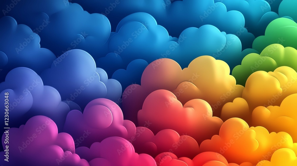 Poster vibrant abstract art of colorful clouds and gradients in a surreal design