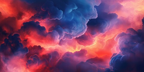 Fototapeta premium Vibrant Colorful Clouds Illuminating The Sky With Atmospheric Drama