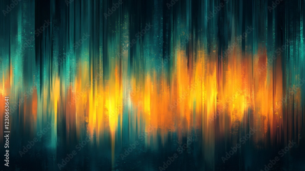 Poster grungy textured backdrop featuring orange and teal vertical stripes, creating a vibrant and artistic