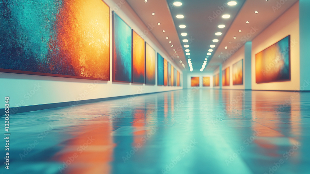 Poster a creative digital picture gallery with a minimalistic and modern design, bright light tones, and a 