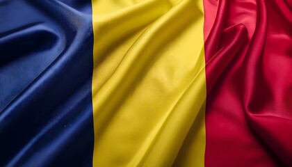 Fototapeta premium Vibrant Chad flag waving with luxurious satin texture - Patriotic and cultural symbol