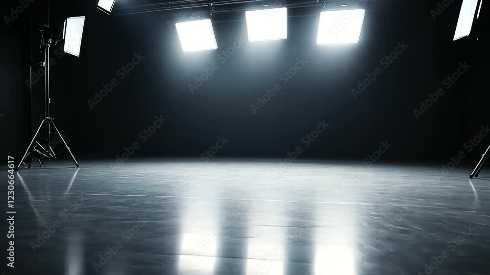 Aufkleber dark studio space enhanced by a gradient white light emanating from the center, adding depth and foc