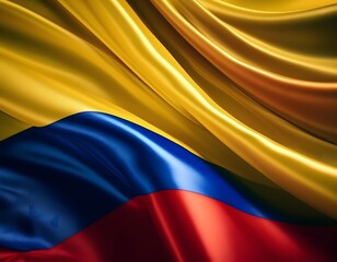 Fototapeta premium Vibrant Colombia flag waving with luxurious satin texture - Patriotic and cultural symbol