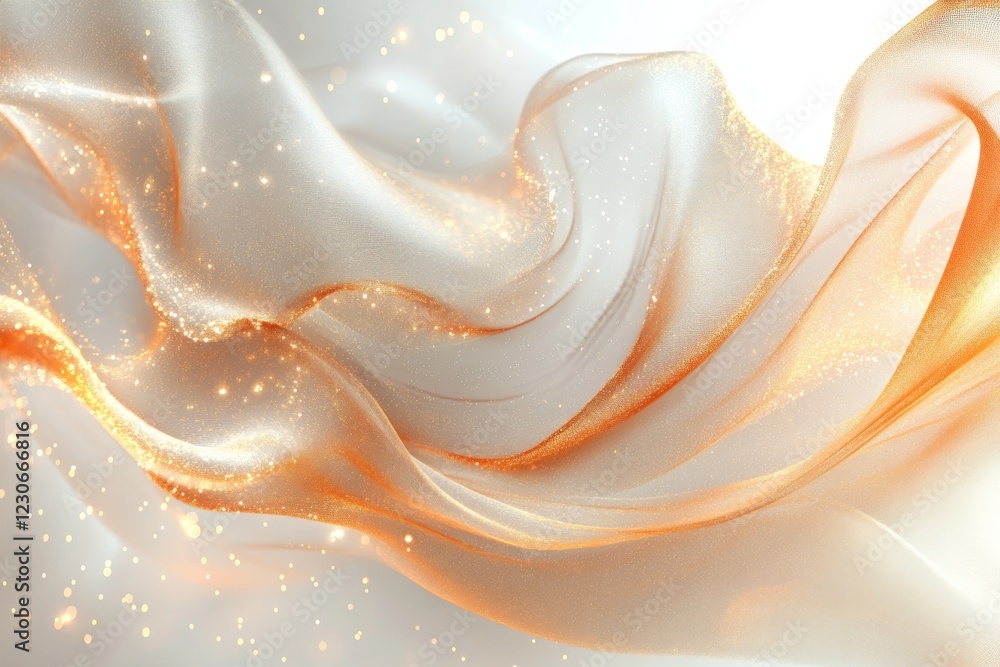 Aufkleber flowing fabric creates a soft glow with shimmering particles in a gentle light