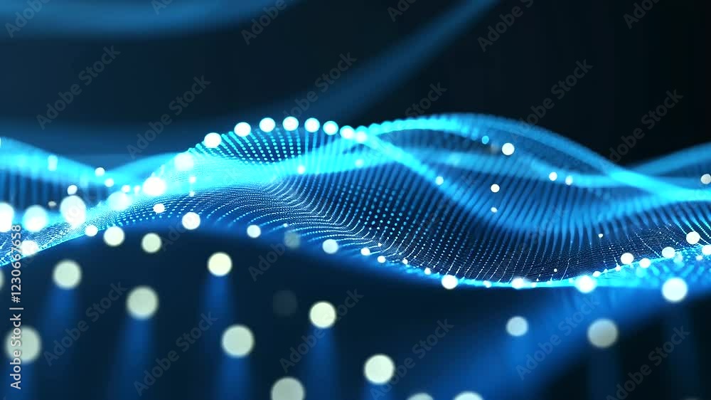 Poster an abstract cold blue background with subtle motion blur, interwoven with dynamic gradients and glow