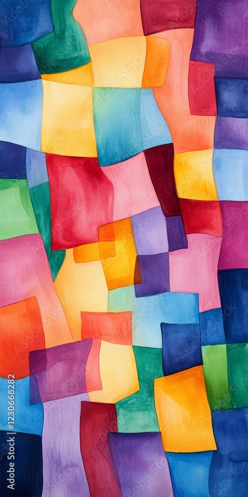 Poster this vibrant abstract artwork features a patchwork of colorful shapes blending together, creating a 