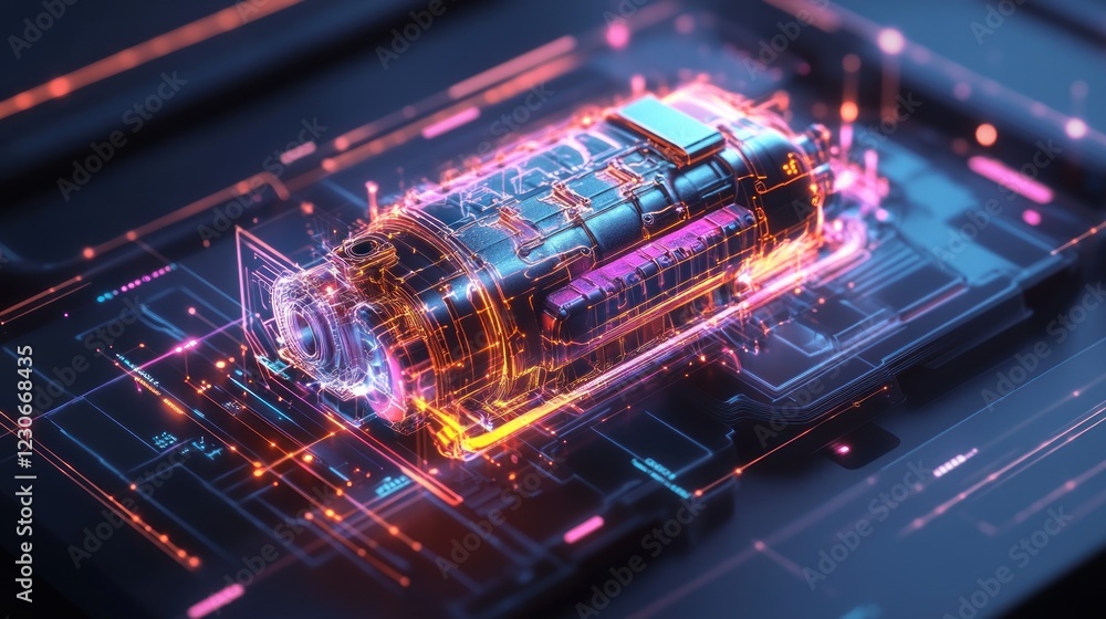 Aufkleber futuristic engine design integrated circuitry display