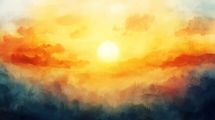 Naklejka premium Sunset Landscape Painting - Vibrant Colors