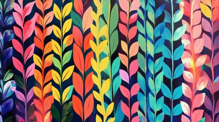 Colorful abstract leaf pattern with vertical stripes, perfect for modern design and creative projects.