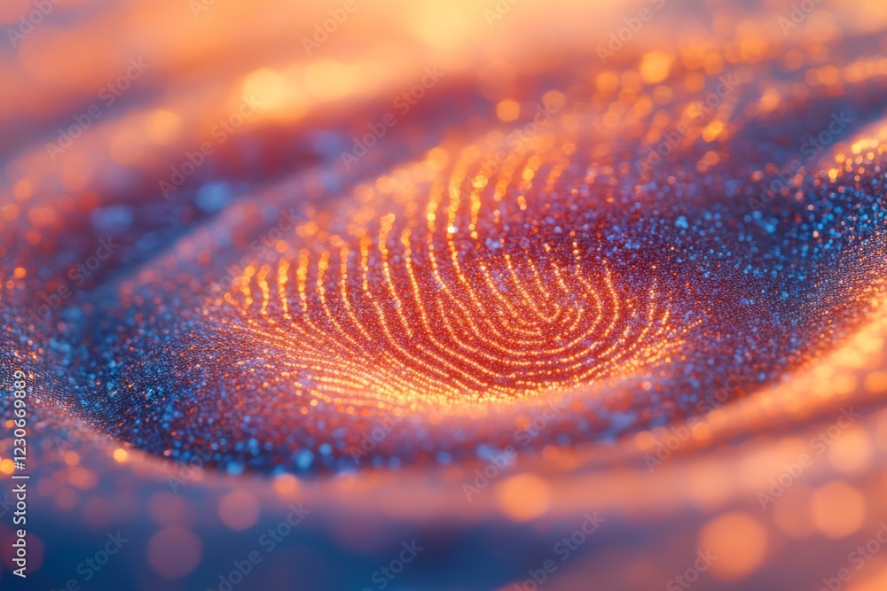 Aufkleber unique close-up of vibrant fingerprint patterns illuminated by shimmering light