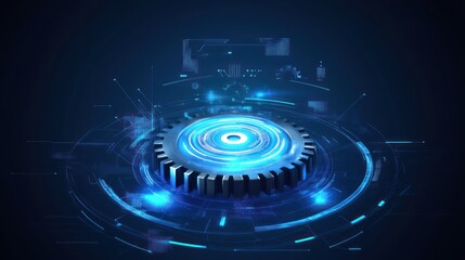 Futuristic Gear Mechanism Digital Technology Innovation