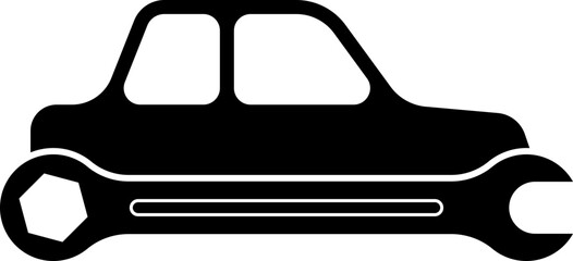 Car with Spanner Repair Tool Icon