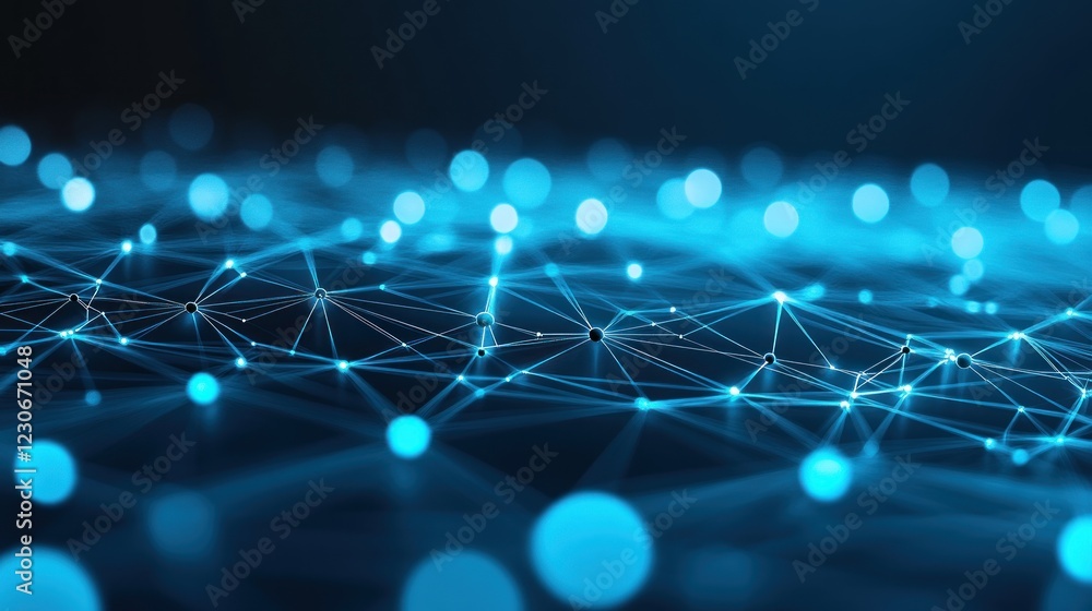 Poster Abstract Blue Network Nodes Connections Design