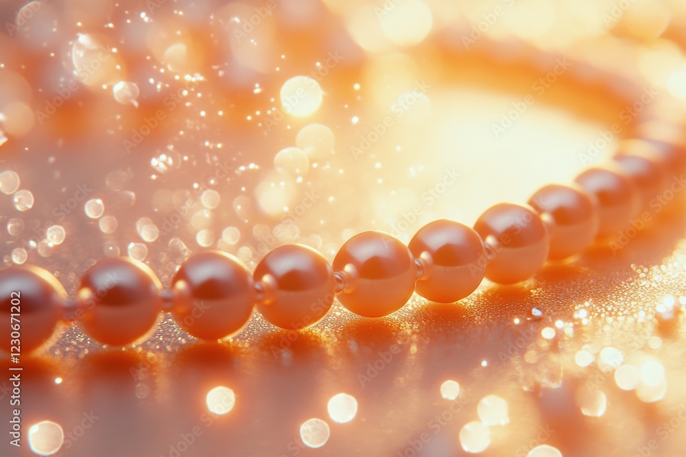 Poster elegant string of pearls shimmering in soft light against a sparkling background