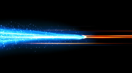 Abstract night lights: blue trails of speed and movement. Blazing Path. Illustration