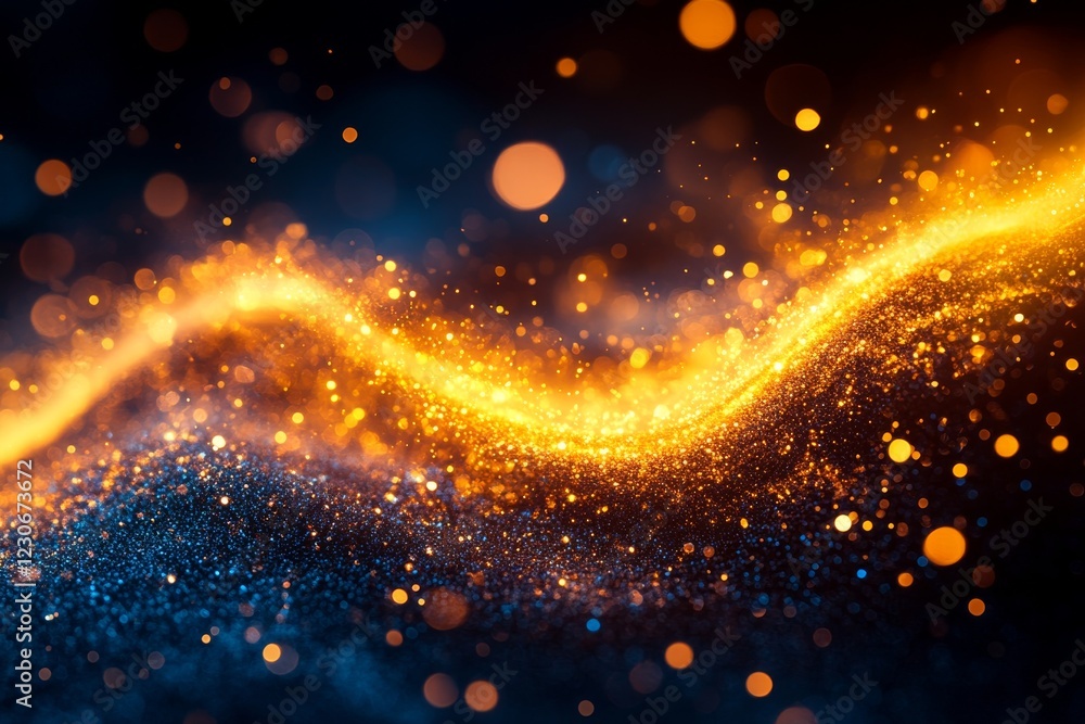 Aufkleber vibrant orange and blue particles create a mesmerizing wave of light and color in a dynamic, abstrac