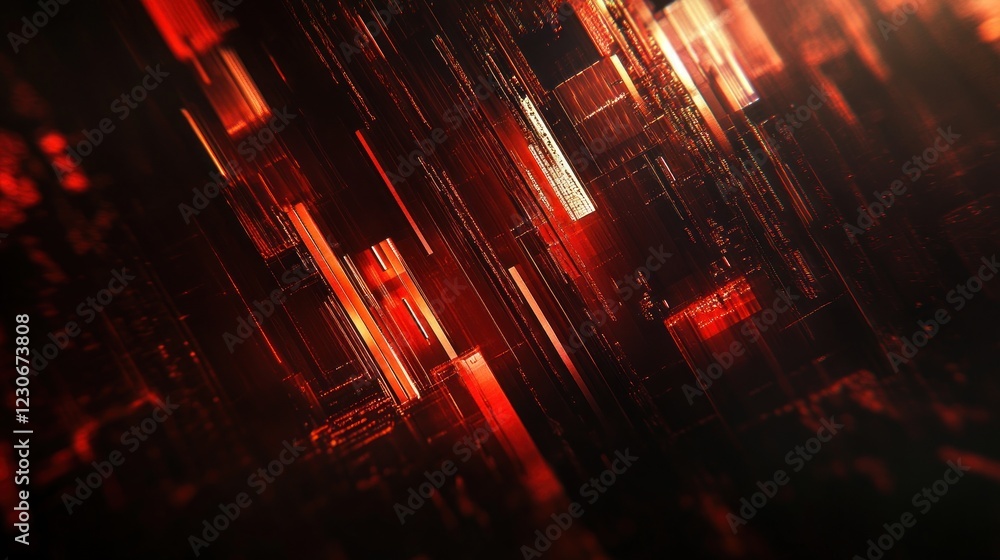 Aufkleber Abstract Red Digital Data Stream Lines