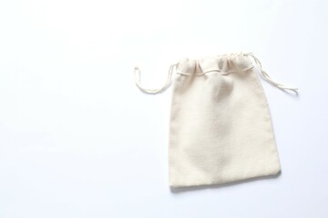 Small eco sack on white background. Top view.