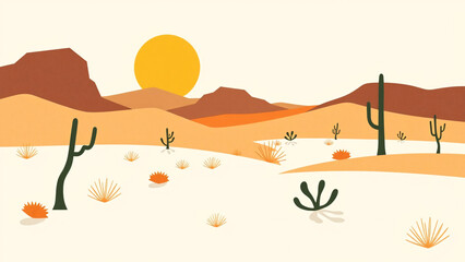 Fototapeta premium vector illustration of a desert landscape