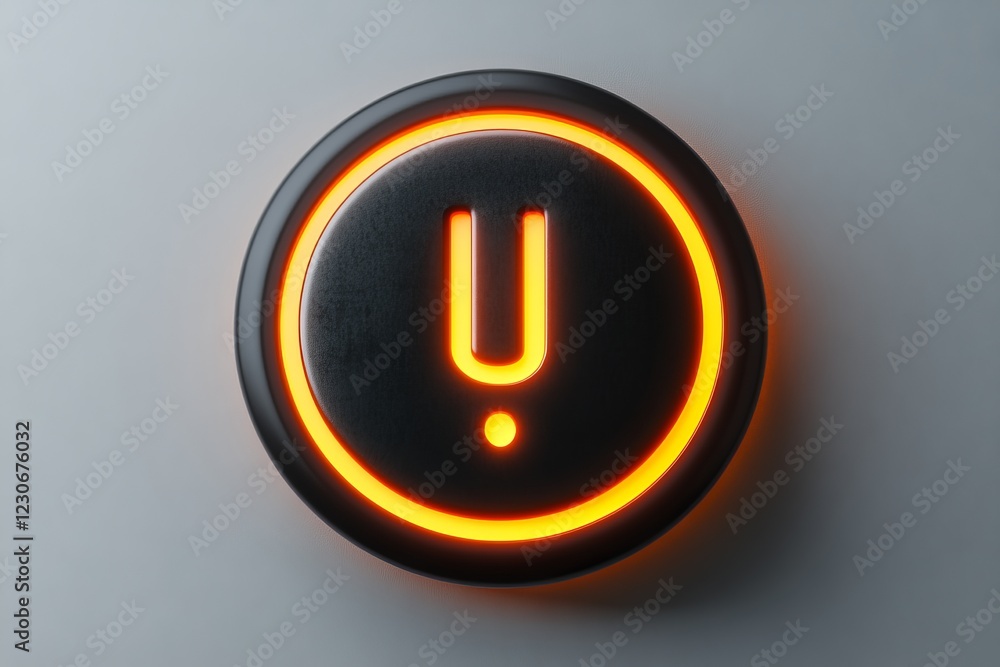 Poster bold illuminated symbol on a sleek surface representing a warning or alert in a contemporary design