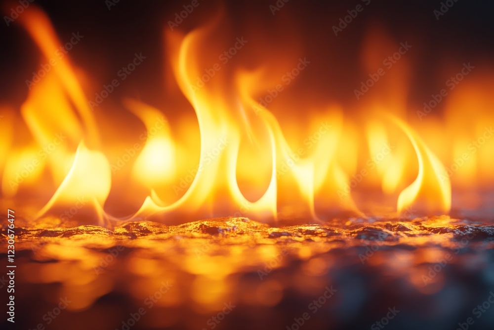 Aufkleber flames dancing on a dark background create a warm and intense atmosphere in a fiery display