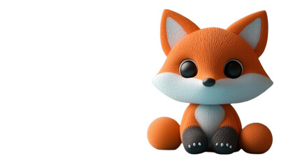 A cute 3D fox figurine, designed with vibrant orange and blue colors, featuring a playful and friendly expression. The figurine, set against a transparent background, brings a fun and whimsical charac