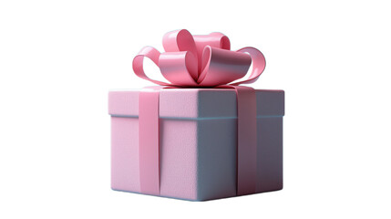 Obraz premium A 3D rendered image of a cute pink gift box with a matching ribbon, symbolizing celebrations, holidays, and special occasions. The gift is beautifully wrapped and designed, set against a transparent b