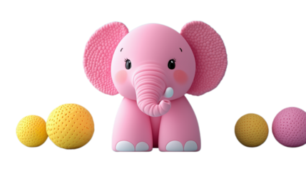 This adorable 3D plasticine blue elephant character is full of charm, with a cute, joyful face and soft, rounded features. Its playful design makes it a perfect addition to children's products, playfu