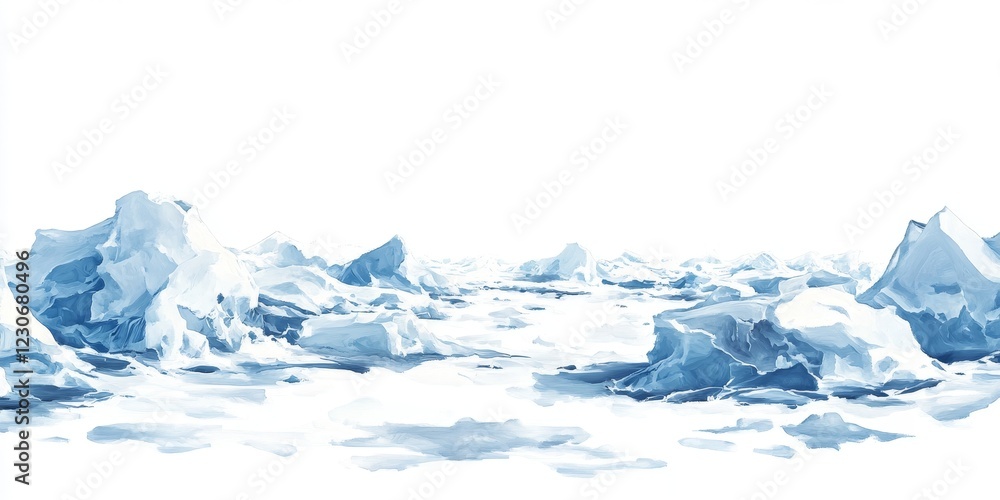 Poster a white background with a large amount of ice and snow