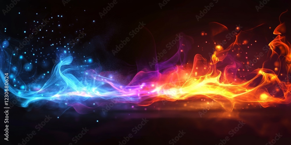 Poster captivating fluid dynamics: an abstract exploration of colors and energy in motion