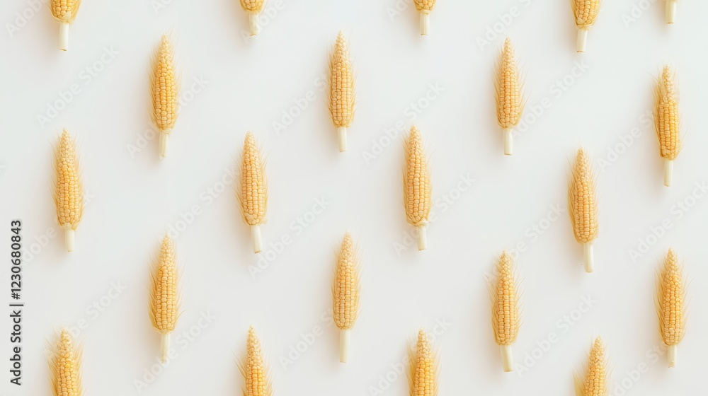 Poster a close up of many corn cobs arranged in a pattern