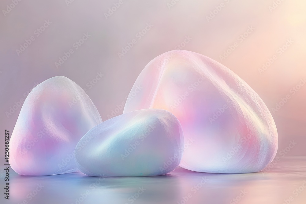 Aufkleber colorful translucent rocks with an iridescent sheen on a soft background in a serene setting