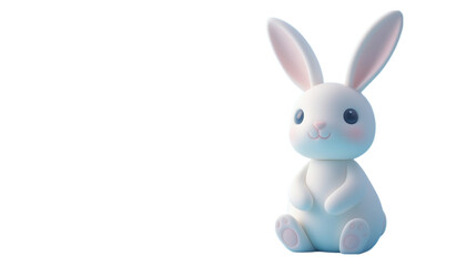 Fototapeta premium This transparent PNG image features a cute white rabbit figurine with large ears and a friendly smile. The soft and playful design makes it a perfect addition to any cute animal-themed decoration or c