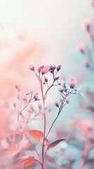 Delicate flowers in soft pastel hues with a dreamy, blurred background, capturing the essence of tranquility and nature.