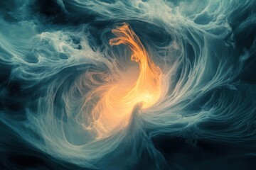 Swirling clouds of color blend in a captivating sunset over the horizon