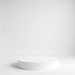 A minimalist white cylindrical platform against a clean white backdrop. Perfect for product displays or presentations.