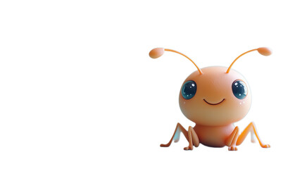 Obraz premium A 3D clay model of a smiling ant, designed in a playful and adorable cartoon style. The colorful, soft texture and vibrant colors make this little insect come to life, capturing the joy and creativity