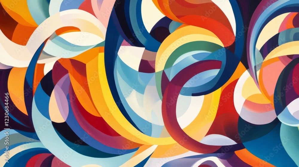 Poster Dynamic abstract artwork featuring colorful geometric curves and shapes, creating a vibrant and modern visual experience.
