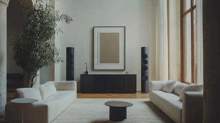 Modern Living Room Interior Design With Speakers