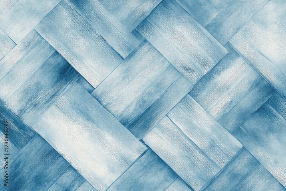 Poster a light blue background with diagonal herringbone lines in the center, creating an abstract and mode