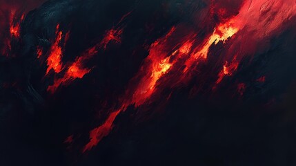 Abstract fiery landscape dark red and black