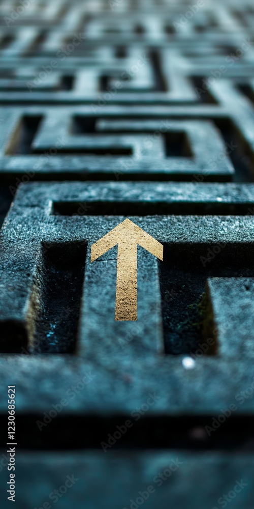 Poster navigating the maze, exploring direction and pathways in life's complex journey