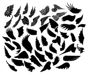 Wings Silhouette Vector Pack graphic drawing illustration for stickers, streetwear, t-shirts, logos, print-on-demand, print, or branding