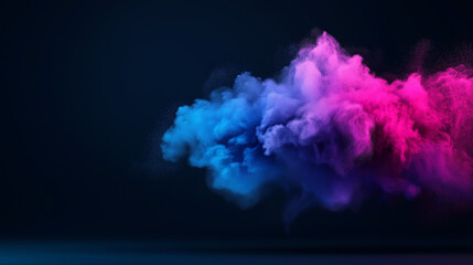 Fototapeta premium Farbenfroher Farbspritzer in Pink und Blau auf weißem Hintergrund