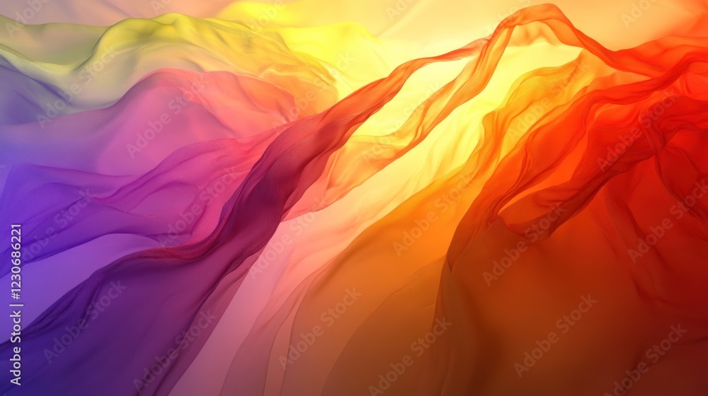 Poster Abstract Colorful Fabric Draped in Soft Waves